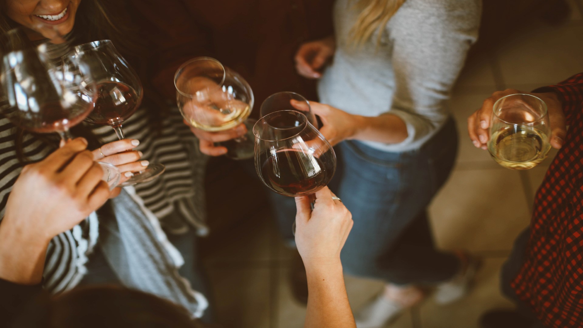 An image of multiple women toasting with drinks