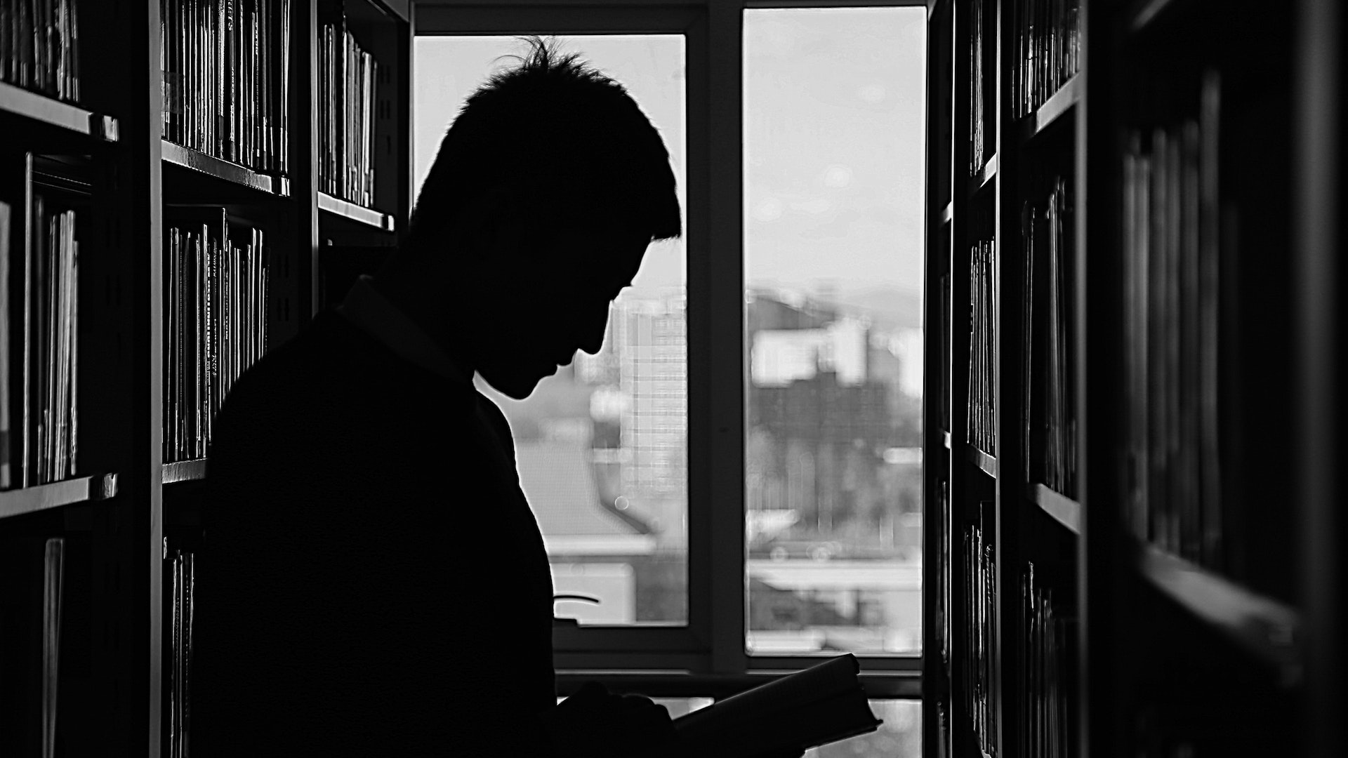 An image of a person reading a book