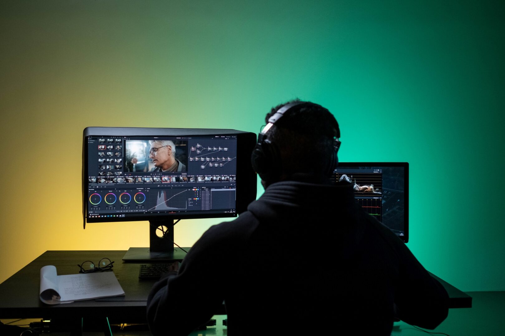 An image of a person editing videos