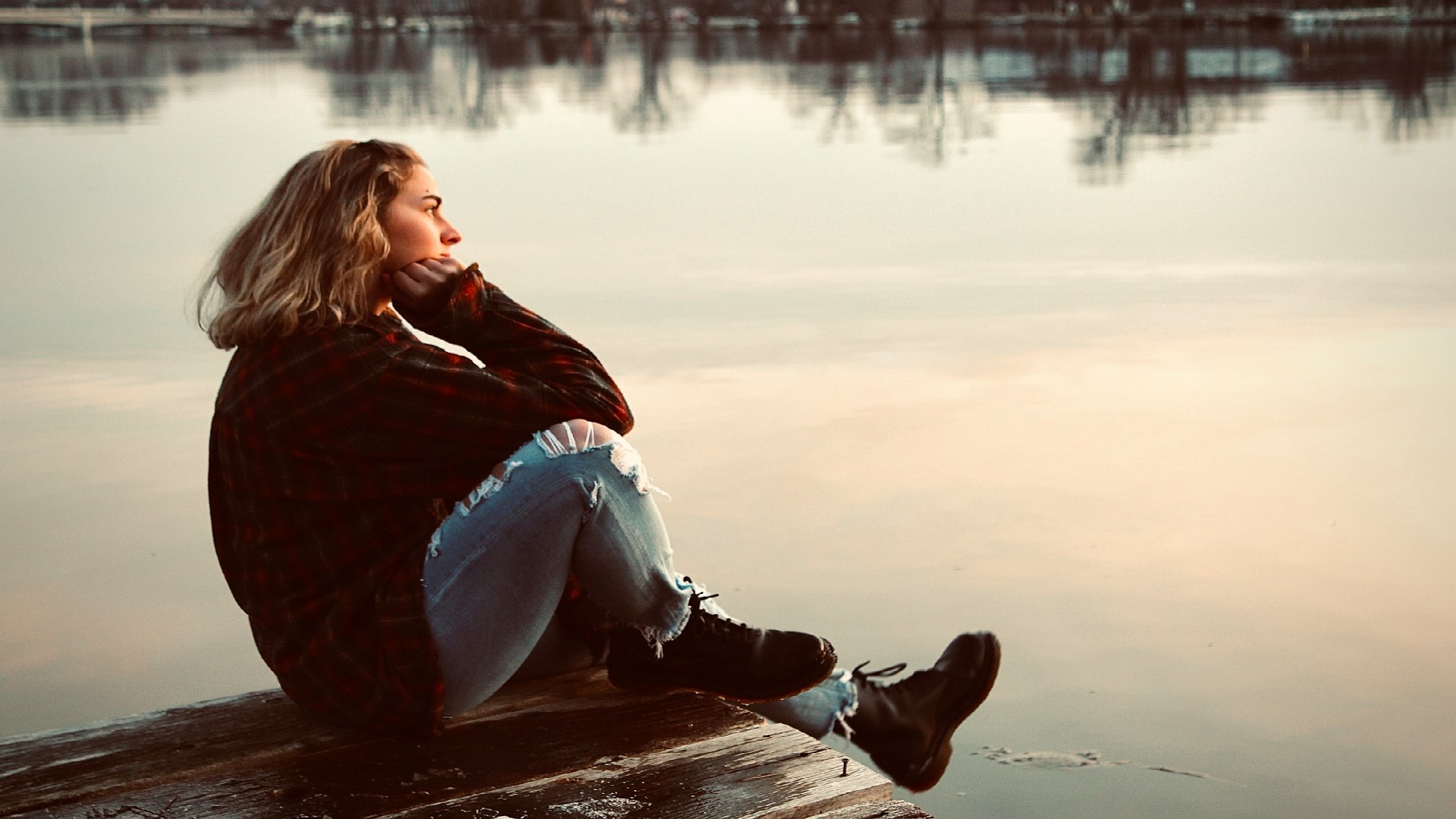 a woman sitting alone